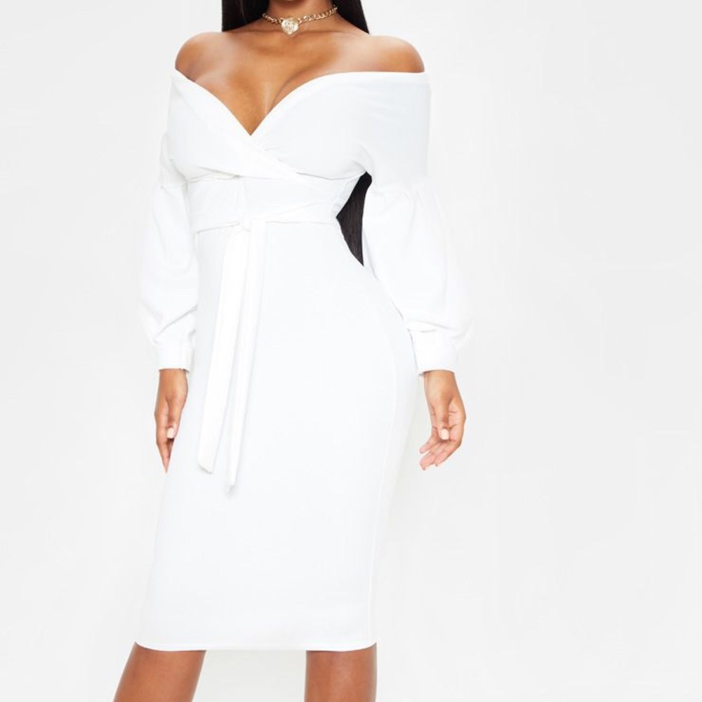 White Wrap Waist Dress (New w/ Tags)
